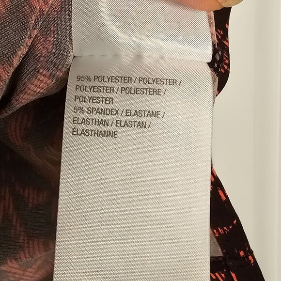 Susan Graver Womens Printed Button-Down Blouse XL Black/Rust Long Sleeve - Picture 3 of 9